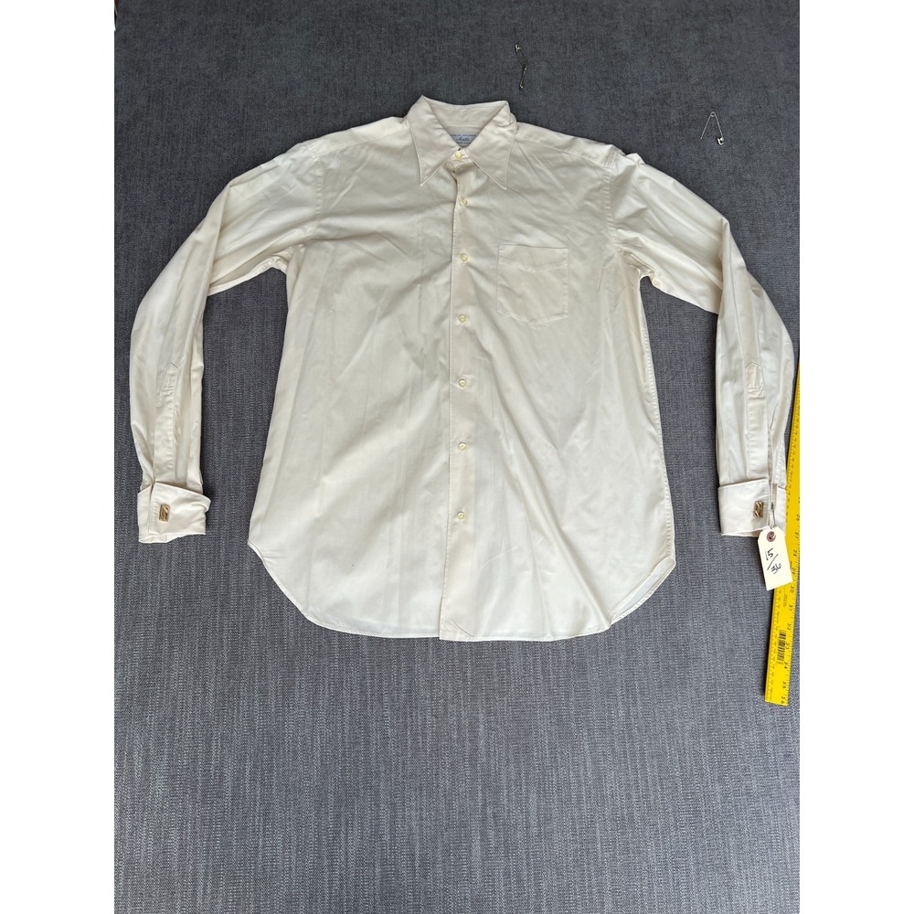 Anto Beverly Hills Dress Shirt Mens 15 Ivory Long Sleeve Formal Career Button Up